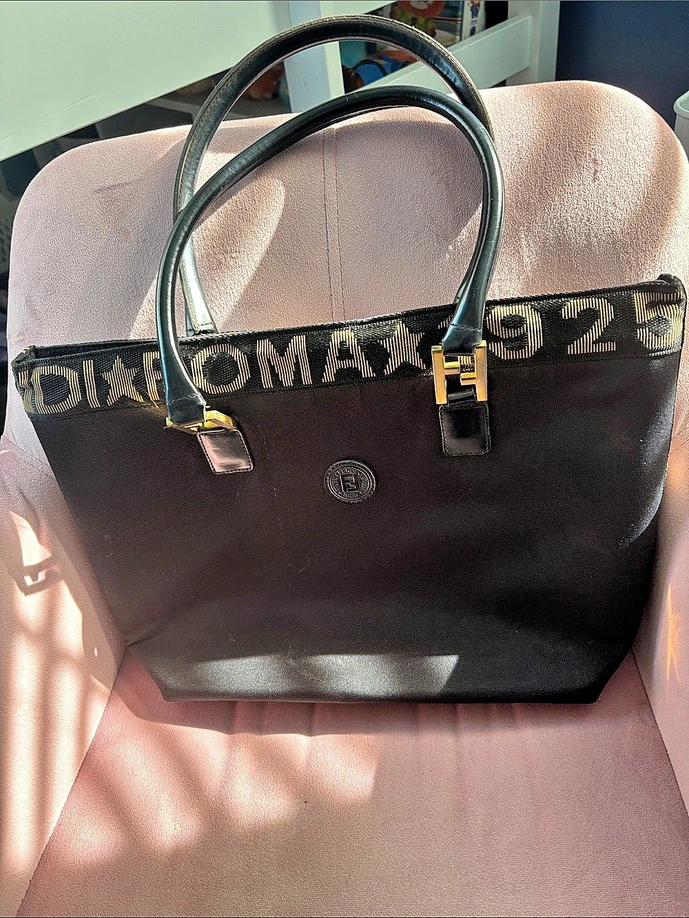 Fendi Roma 1925 Nylon Tote Bag Black